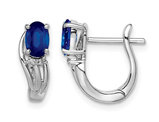 0.95 Carat (ctw) Natural Blue Sapphire Hoop Earrings in Sterling Silver